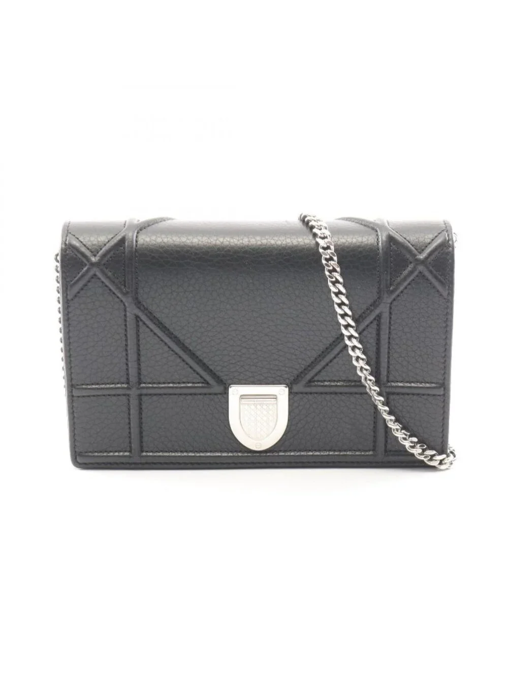 Dior Shoulder Bag Ama Black Leather Diorama Chain Wallet